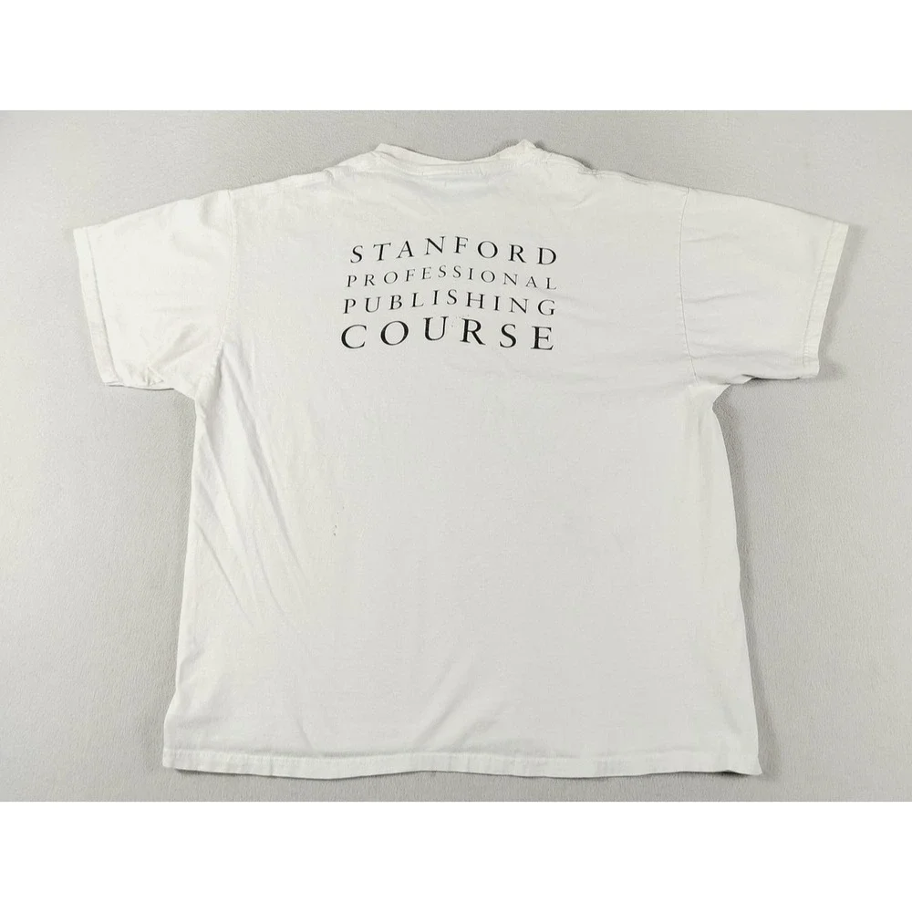 Vintage‎ 90s Hanes Beefy Stanford Publishing Course Shirt Mens XL White College